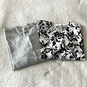 Chic Cardigan Bundle of 2 - Gray with Silver Sparkles and Floral, 1X